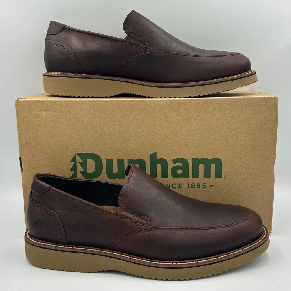 Dunham Clyde Slip-on Loafer Men 8.5 2E (EE) WIDE Brown NIB CI2309 Leather READ